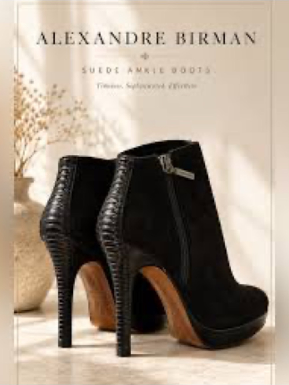 Alexandre Birman Black Suede Peep-Toe High Heel Booties